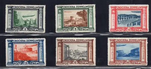 Zeppelin Kreuzfahrt 1933 P.A. n. 45/50 Serie MNH
