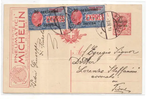 Trient und Triest - Postkarte Werbung Michelin