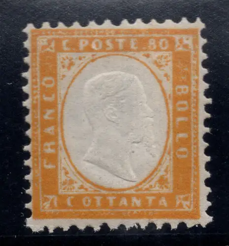 Vitt. Emanuele II. Cent. 80 gelb orange Nr. 4 gut zentriert - postfrisch