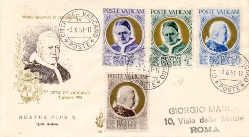 Vatikan - Seligsprechung Papst Pius X. auf FDC Venedig