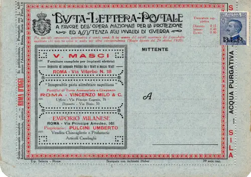 National 39 V. Masci - B.L.P con Cent. 25 II. Typ Nr. 8
