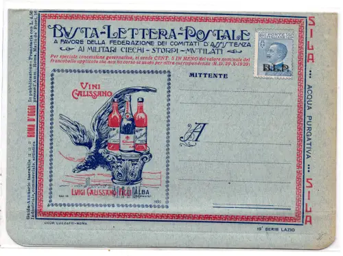 Lazio Serie 19 Vini Calissano - B.L.P frankiert mit Cent. 25