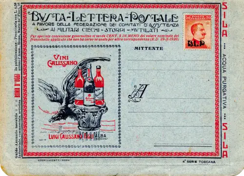 Toskana 4 Weine Calissano - B.L.P. frankiert mit Cent. 20 Nr. 2