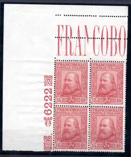 Garibaldi Cent. 15 + 5 Risorgimento Tischnummer