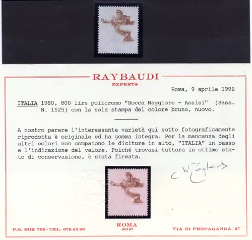 Castelli Lire 800 Nr. 1525 Sorte nur Braundruck