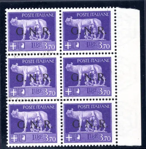 G.N.R. Lire 3,70 Verona Nr. 484 Sechsblock b. von f. - G. Oliva