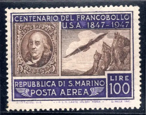 Centenario USA Lire 100 Luftpost Wasserzeichen in CD-Position