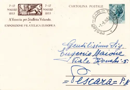 C.P. Syrakus Lire 20 Europäische Reiseausstellung