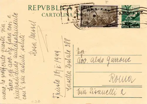 Triest A - C.P. 12 Lire Demokratischer Handaufdruck Typ A+C