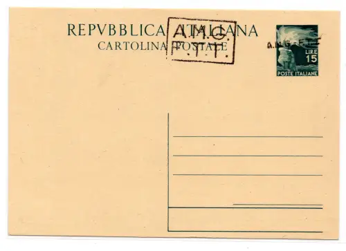 Trieste A - Democratica 15 l. C.P. n. C 4A Aufdruck Typ A+B