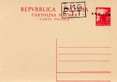 Trieste A - Democratica 20 l. C.P. n. C 5A Aufdruck Typ A+B