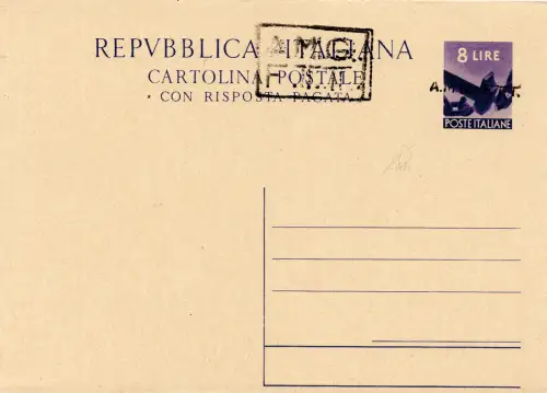 Trieste A - Democratica 8 + 8 l. C.P. n. C 6A Aufdruck A+B