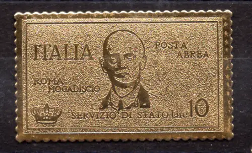 Luftpost Coroncina Lire 10 Reproduktion auf Goldfolie