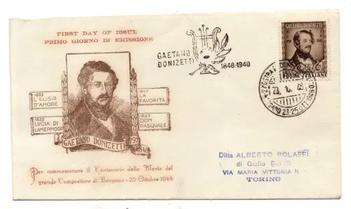 Donizetti auf nicht gereistem Umschlag