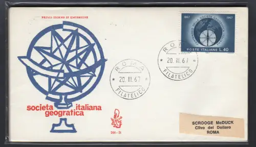 Italia FDC Venetia 1967 Soc. Geographische Reise nach Italien 733