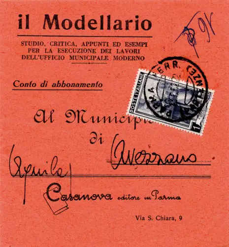 Arbeit Lire 1 Nr. 635 isoliert auf Buchkommissionsgutschein