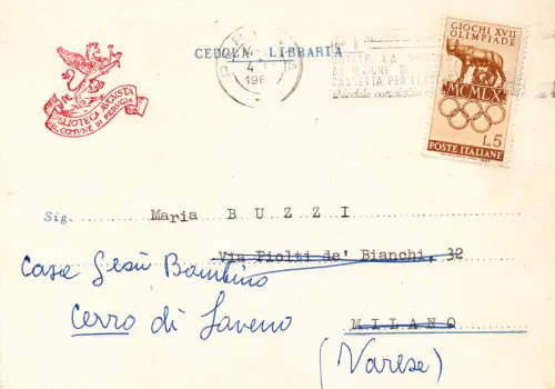 Olympische Spiele Rom Lire 5 Nr. 885 auf Buchkommissionsgutschein