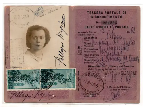 P.A. 100 Lire Kapitol Postanerkennungskarte