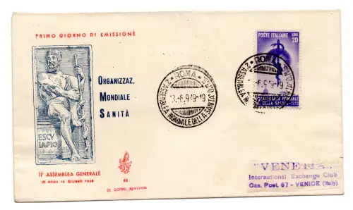 Gesundheit auf Umschlag FDC Venetia nicht gereist