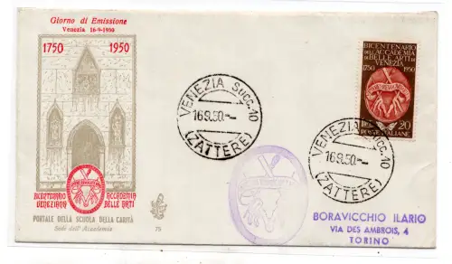 Schöne Kunst auf Umschlag FDC Venetia nicht gereist