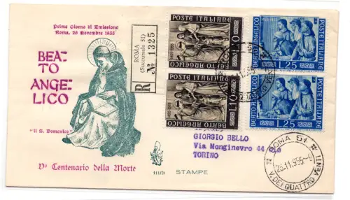 Beato Angelico zwei Serien auf Umschlag FDC Venetia Racc.