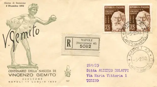 Paar stöhnt auf FDC Venetia Racc. mit Stornierung der Ankunft