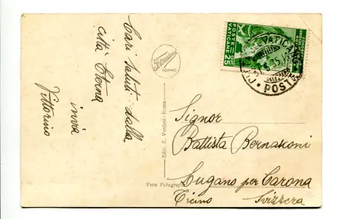 Juridico Cent. 25 Blocks auf Postkarte in die Schweiz