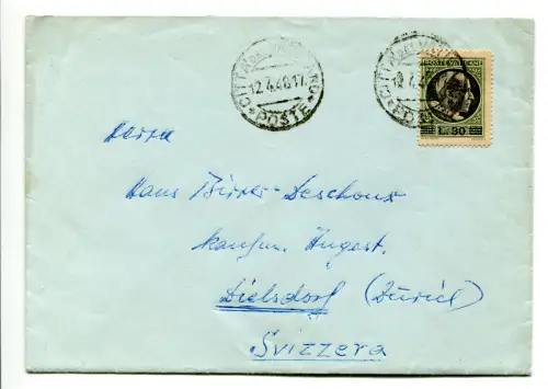 Aufdrucke Lire 30 von 20 isoliert auf Umschlag für die Schweiz