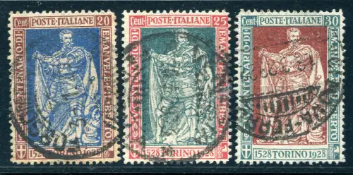 Filiberto Cent. 20, 25 und 30 drei gezackte Werte 13,3/4 - Original Ringe