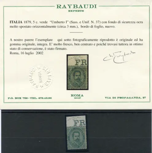 Umberto I. Cent. 5 Sorten verschobener Sicherheitsboden