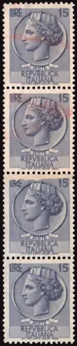 Siracusana Lire 15 n. 767/Iih Sterne IV Sorte Papier zusammengefügt