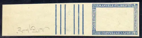 Filiberto Cent. 20 Nr. 226 - Druckprobe nur des Rahmens in Blau auf grau grünem Papier