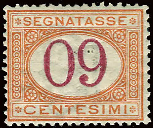 Segnatasse Cent. 60 umgedrehte Ziffern - Naturmarke mit Gesichtswert 09 Cent