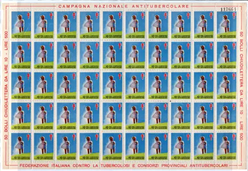 12. Tuberkulose-Kampagne - Das komplette Blatt mit fünfzig Brieföffnern