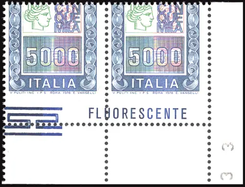 Hohe Werte Lire 5.000 fluoreszierende Sorten