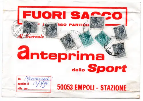 Syrakus Lire 5 X 6 + Lire 70 X 2 auf Umschlag Aus Beutel