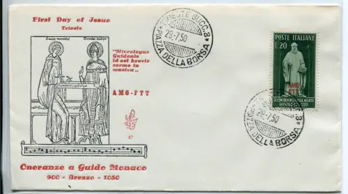 Triest A - 1950 Guido d'Arezzo auf ungelaufenem Venedig-Umschlag
