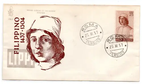 Italien 1957 Filippo Lippi auf FDC Venetia nicht gereist