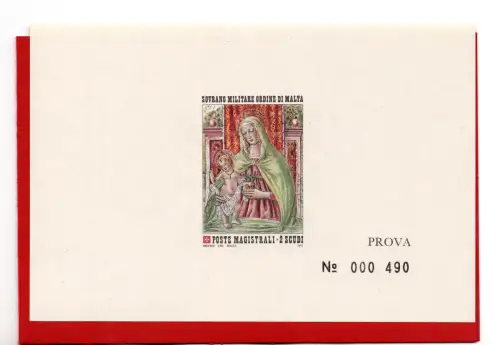 SMOM 1977 Weihnachten Madonna mit Kind Nr. 139 Druckprobe