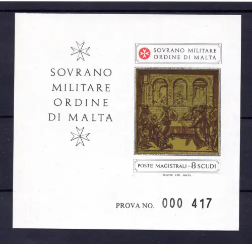 SMOM 1982 Formelle 8 Schilde Nr. 209 + Bogen Nr. 16 Druckprobe