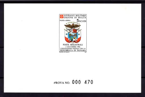 SMOM 1987 Abkommen mit Panama P.A. Nr.29 Druckprobe