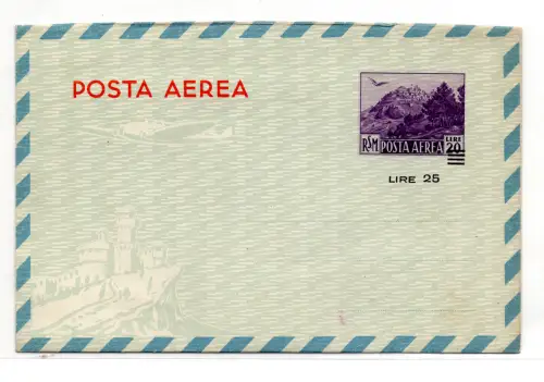 San Marino Aerogramma Lire 25 von 55 Ansicht Nr. A 5 schöne Sorten