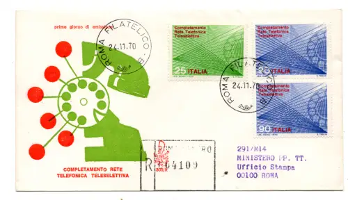 Italien FDC Venetia 1970 Teleselezione voyata Racc. für Italien