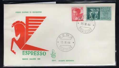 Italien FDC Venetia 1966 Espresso Lire 150 nicht gereist