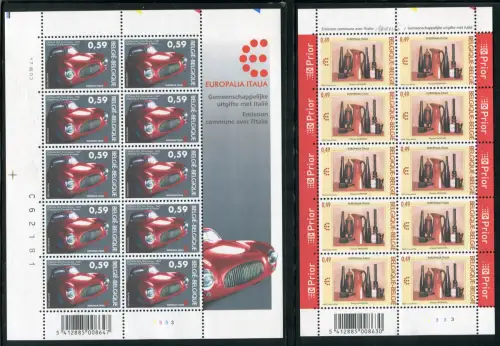 Belgien - Europalia Gemeinschaftsausgabe mit Italien - Vollständiger Bogen