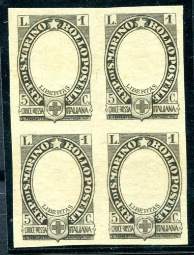 Rotes Kreuz Lire 1 Viertel Druckprobe in schwarz