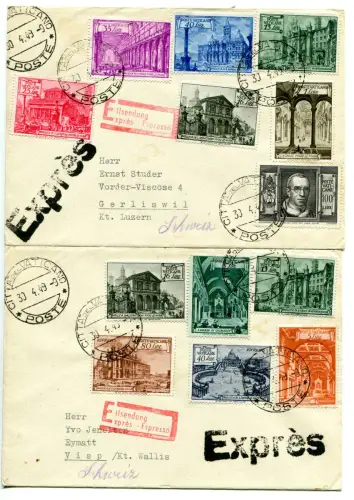 Basiliken + Espress auf zwei Umschlägen für die Schweiz