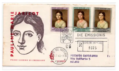 Vatikan FDC Venetia 1962 Jaricot voyata Racc. für Italien