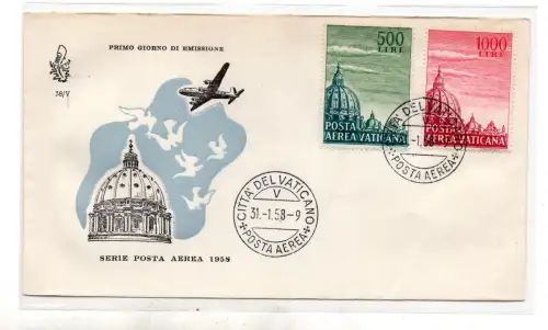 Vatikan FDC Venetia 1958 P.A. Kuppel II nicht gereist