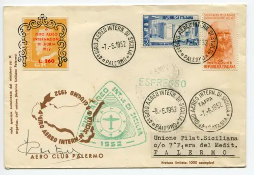 4. Giro Aereo di Sicilia - Aerogramma da Palermo